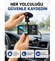 Üç Kameralı Araç İçi Kayıt Sistemi Full HD Gece Görüşlü ve G-Sensör Destekli