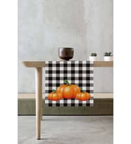 Turuncu Bal Kabağı Desenli Premium Masa Örtüsü Runner RNR031