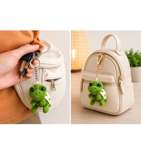 Mini Peluş Kaplumbağa Anahtarlık Yeşil Çanta Süsü Yumuşak Polyester Anahtarlık
