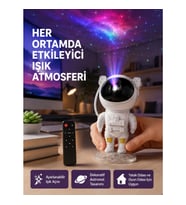 Mey İthalat® Astronot Yıldız Projeksiyon Lambası 8 Efektli Uzaktan Kumandalı Gece Işığı