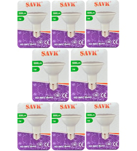 (8 Adet) Şavk 7W 6500K (Beyaz Işık) Par20 E27 Duylu (Kalın Duy) Led Spot Ampul