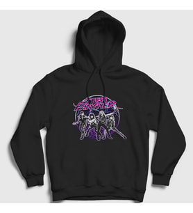Presmono Unisex Siyah Band Steel Panther Kapüşonlu Sweatshirt 375910tt