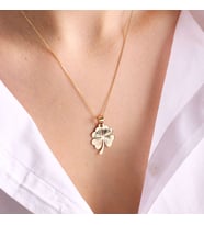 14 Ayar Altın Yonca Kolye 1.8 cm (Çok Renkli)