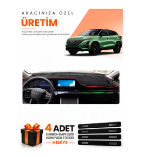 CHERY OMADA 5 (2022-2024) Uyumlu Torpido Koruma Örtüsü Oto Kılıfı - Siyah Kırmızı