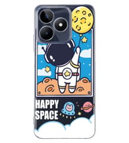 Realme C53 Uyumlu Astronot Desenli Şeffaf Telefon Kılıfı