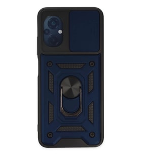 Newface Xiaomi Poco M5 Kılıf Pars Lens Yüzüklü Silikon - Lacivert