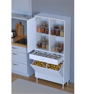 Eliusta Liora Beyaz Çok Amaçlı Banyo Dolabı 75 cm Genişliğe Sahip 75x171x32,5 cm Çift Sepetli 2 Raflı Dolap