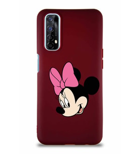 Realme 7 Soft Premier Kapak Minnie Mouse-B Tasarımlı Silikon Kılıf - Mürdüm (Şeffaf)