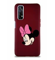 Realme 7 Soft Premier Kapak Minnie Mouse-B Tasarımlı Silikon Kılıf - Mürdüm (Şeffaf)