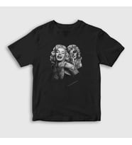 Presmono Unisex Çocuk Siyah Tattoo Marilyn Monroe T-Shirt 39162tt
