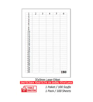 A1 Etiket Lazer Etiket tw-2060 100 A4 Sayfa Laser Etiket 30 X 9 mm Boyutunda 1 A4 Sayfada 180 Etiket
