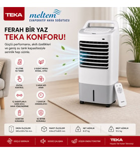 TEKA MELTEM EVAPORATİF HAVA SOĞUTUCU 10L SU TANKLI - NEMLENDİRİCİLİ - DİJİTAL KONTROL - KUMANDALI