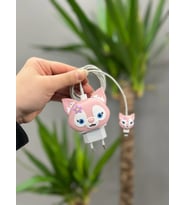 Sevimli Silikon Şarj Başlığı Ve Kablo Koruyucu 2Li Set LinaBell Kedi
