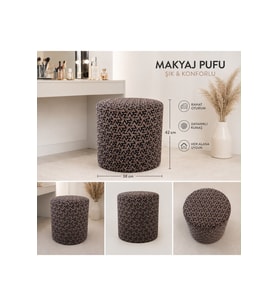 Dekoratif Makyaj Pufu – Şık Desenli Yuvarlak Puf Oturak