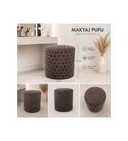 Dekoratif Makyaj Pufu – Şık Desenli Yuvarlak Puf Oturak