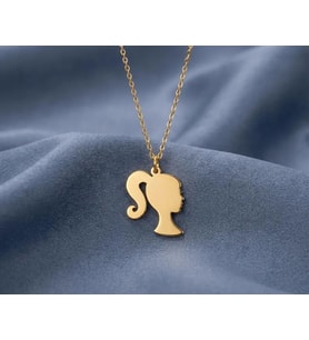 Kişiye Özel 925 Ayar Gümüş Minimalist Barbie Logo Kolye (Gold)