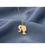 Kişiye Özel 925 Ayar Gümüş Minimalist Barbie Logo Kolye (Gold)