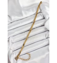 316L Çelik Gold Renk Yassı Zincir Model Kadın Bileklik - TJ-BB7086