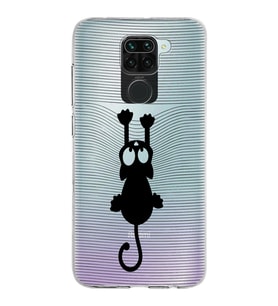 Xiaomi Redmi Note 9 Uyumlu Kapak Çizgi Kedi Tasarımlı Şeffaf Silikon Kılıf