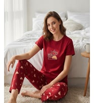 Mihra Kadın Compakt Penye Bisiklet Yaka Kısa Kol İnce Pijama Takımı 90784B - 1 Adet