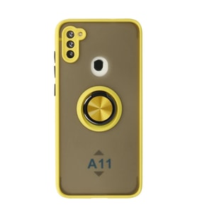 Samsung Galaxy A11 Kılıf Montreal Yüzüklü Silikon Kapak - Sarı