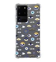 PrintiFy Samsung Galaxy S20 Ultra Uyumlu Nazar Boncuğu 2 Baskılı Şeffaf Köşe Korumalı Antişok Kılıf