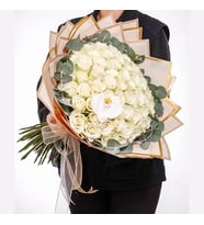 Premium Bukette 100 Beyaz Gül