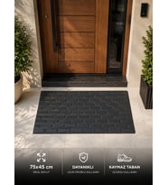 Kapı Önü Paspas 75x45 cm Kaymaz Tabanlı Yıkanabilir Çok Amaçlı Dış Mekan Paspası