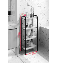 Miyo Banyo Düzenleyici Mutfak Rafı Banyo Dolabı Çok Amaçlı Dolap 4 Katlı Metal Mutfak Düzenleyici (Siyah-Mermer)