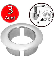 Lavabo Deliği Halkası Yüzüğü 3 Adet Yuvarlak Parlak Krom Halka Yüzük Karşı Su Drenaj Taşma Kapağı