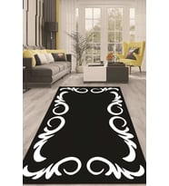 Dijital Kaymaz Taban Yıkanabilir Modern Renkli Salon Halısı Mutfak Halısı Yolluk ND-HT-866 (Siyah)