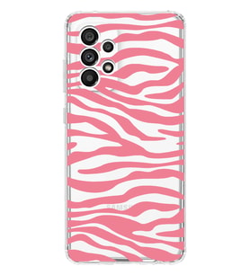 Samsung Galaxy A33 Uyumlu Pembe Zebra Desenli Şeffaf Telefon Kılıfı