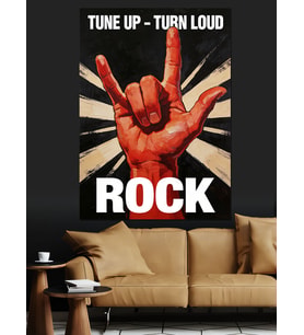 Rock Müzik El İşareti Dekoratif Kanvas - Mdf Ahşap Tablo