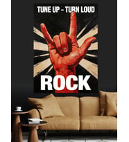 Rock Müzik El İşareti Dekoratif Kanvas - Mdf Ahşap Tablo