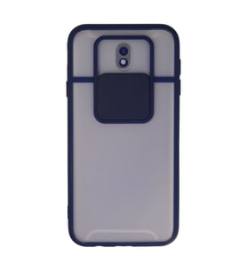 Samsung Galaxy J7 Pro / J730 Kılıf Palm Buzlu Kamera Sürgülü Silikon - Lacivert