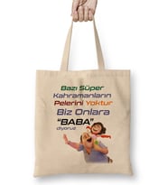 Babalar Günü Babaya Hediye 019 Bez Çanta Uzun Saplı