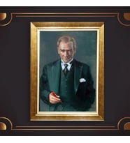 Özel Seri Paspartulu Çerçeveli Atatürk Tablo l379 (Gold)