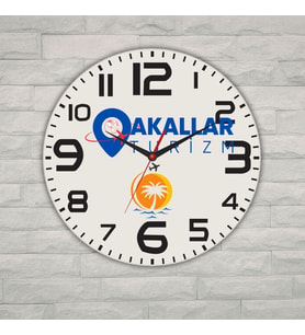 Kişiye Özel Turizm Acentesi Logolu Metal Duvar Saati - 29 cm Ofis Dekoru
