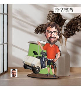 BK Gift Kişiye Özel Golf Oyuncusu Karikatürlü Büyük Boy Ahşap Biblo-8 Arkadaşa Hediye , Sevgiliye Hediye, Kişiye Özel Biblolar