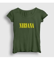 Presmono Kadın Haki Yellow Nirvana T-Shirt 99852tt (Haki)