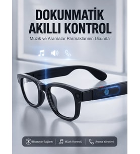 Mey İthalat® Siyah Akıllı Kamera Gözlüğü 8 MP Fotoğraf Video Çekimli AI Görüntü Tanıma Çoklu Dil Çeviri Bluetooth Wi-Fi Özellikli