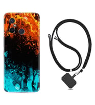 Xiaomi Redmi 12C Kılıf Silikon Boyun Askılı İpli Desenli Silikon Orange Blue Color 1665