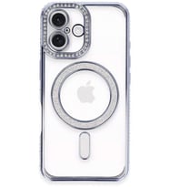 iPhone 16 Plus Kılıf Joke Simli Magneticsafe Kılıf - Mavi