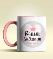 Kişiye Özel Benim Sultanım Tasarımlı Pembe Kupa Bardak (Pembe)