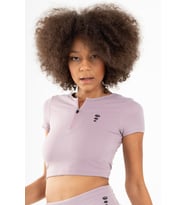 Maraton SlimFit Kadın Bisiklet Yaka  Lila Crop Top