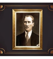 Özel Seri Paspartulu Çerçeveli Atatürk Tablo l54 (Gold)