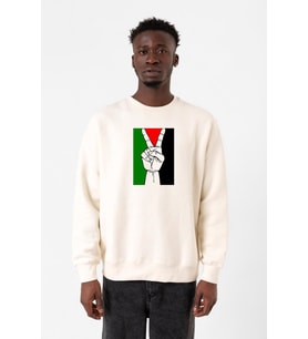 Free Hand Palestine Flag Ekru Erkek 2ip Sweatshirt