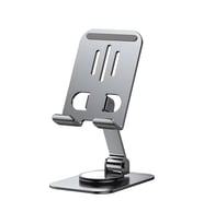 360° Döner Metal Telefon Standı – Katlanabilir Ayarlanabilir Masaüstü Telefon & Tablet Tutucu – Kaymaz Tabanlı Alüminyum Stand (Beton Gri)