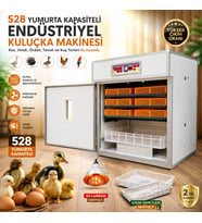 528 Yumurta Kapasiteli Endüstriyel Kuluçka Makinesi - 3 Çeşit Viyollu, Çıkım Sepetli + Isı Lambası Hediyeli