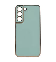 Samsung Galaxy S22 Kılıf Kenarları Gold Kamera Korumalı Renkli Pastel Silikon Açık Yeşil BARK (Açık Yeşil)